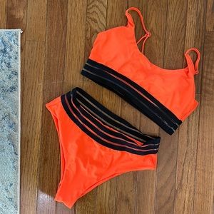 Cheeky two piece neon swimsuit